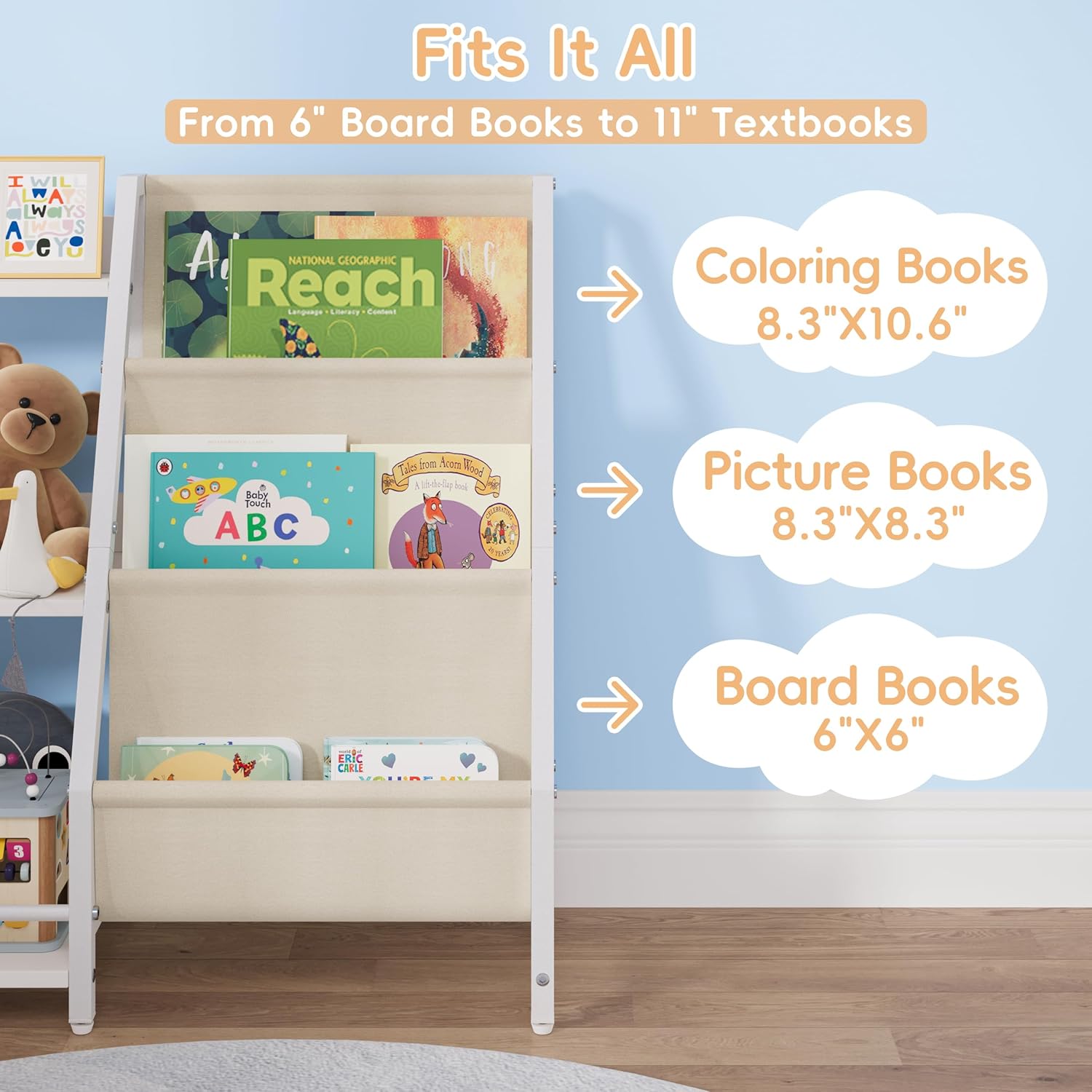 Stylish Kids Book and Toy Organizer